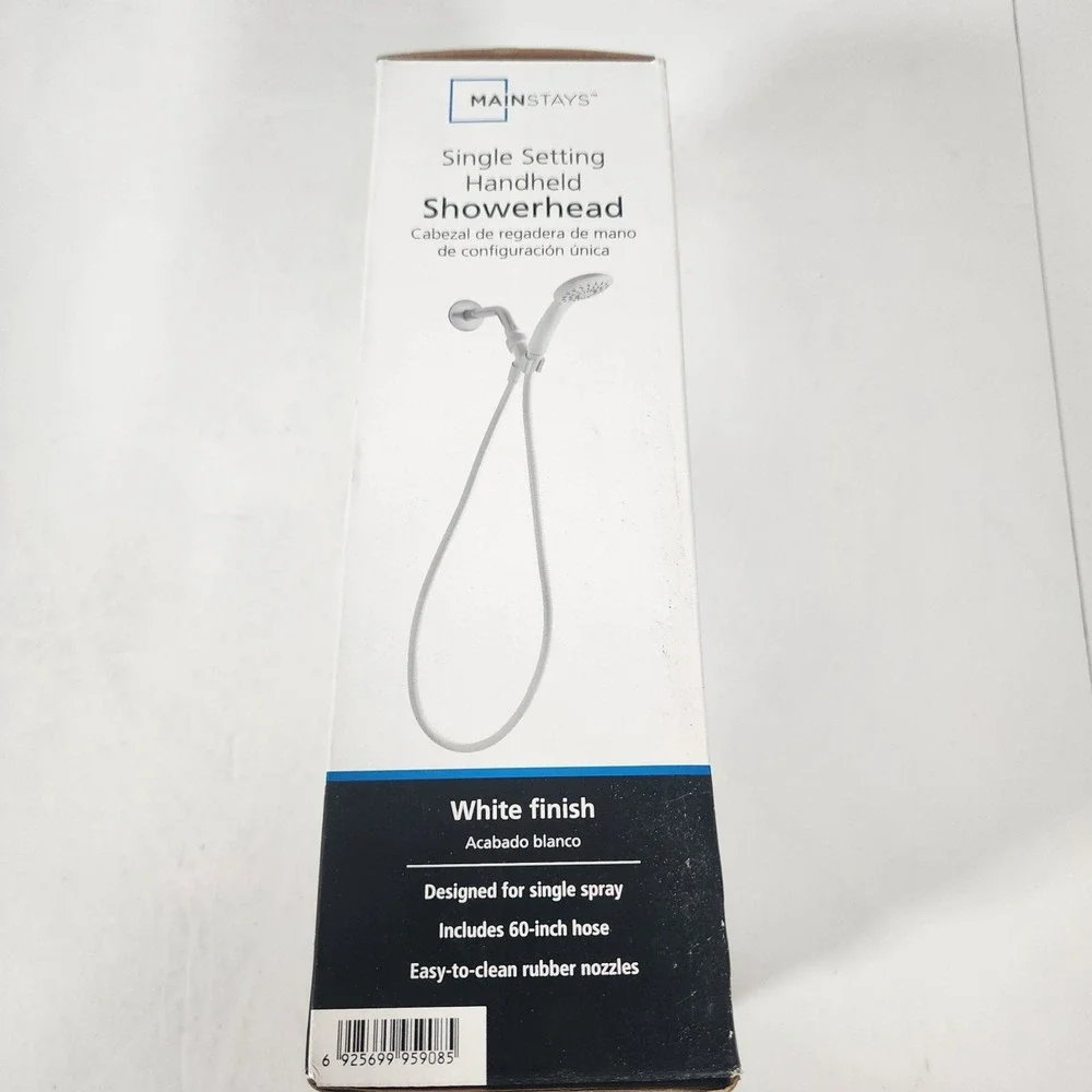 Mainstays Single Setting Handheld Showerhead White w/ 60